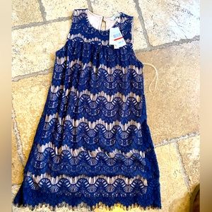 NWT Womens Speechless Dress (navy blue with beige)